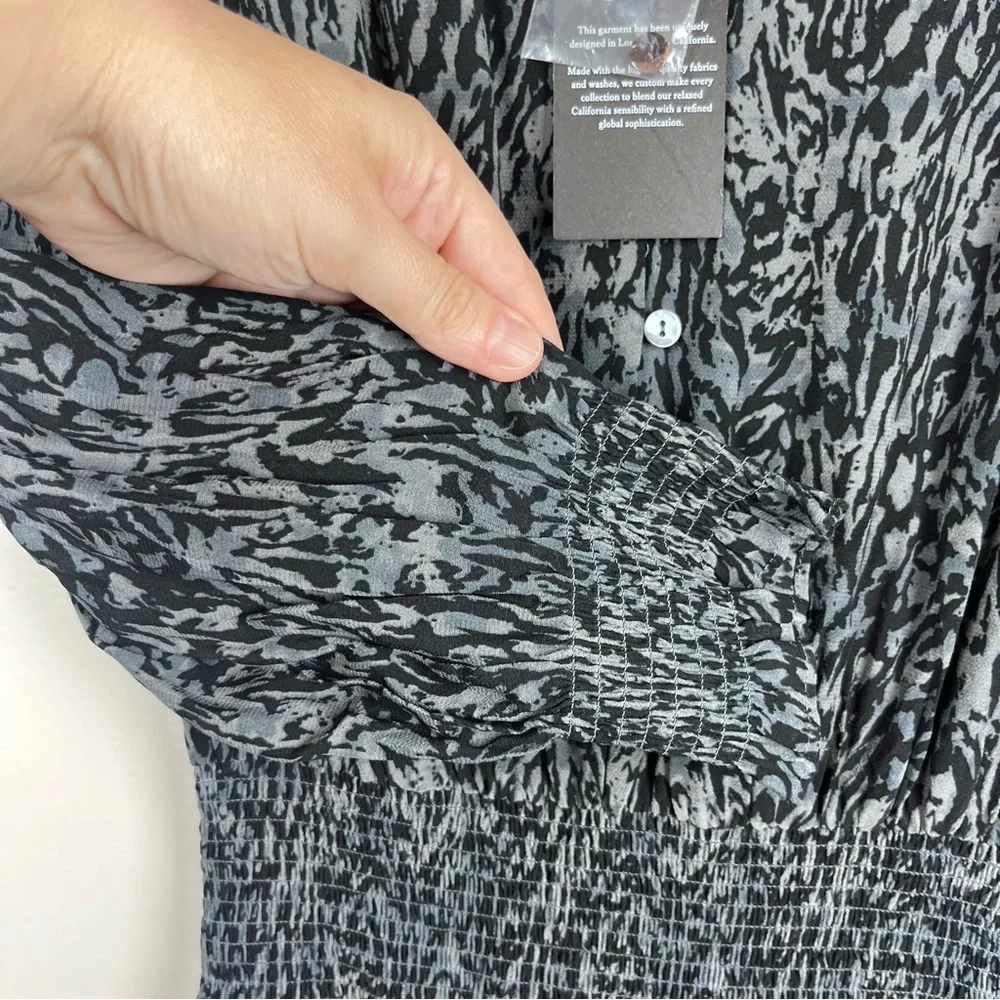 NEW Rails Zana Charcoal Gray Abstract Animal Cinched Waist Dress Size XS - Picture 9 of 11